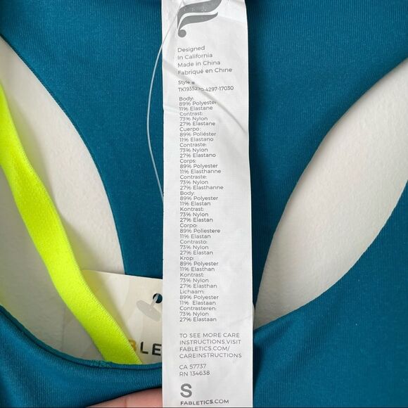 Fabletics Kessler Built In Bra Workout Athleisure Tank Top Teal S / 6 - Picture 6 of 9